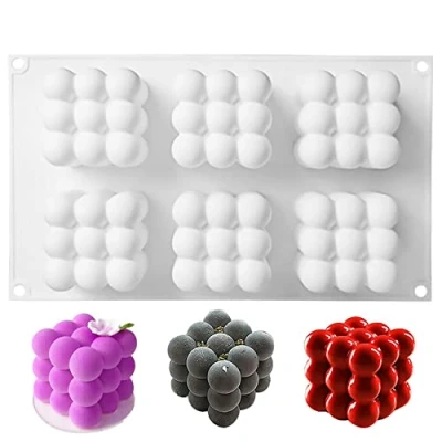 Imagen de Molde de Silicona 3D, Moldes para Postres, 6 Cavidades Forma Cubo Rubik Mousse, Chocolate, Brownie, Helado, Tartas, Fondant, Jabones