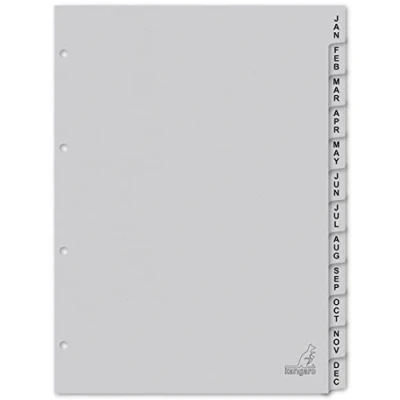 Imagen de Kangaro K412J Separadores de cartón DIN A4 (180 g/m², 12 unidades), color gris