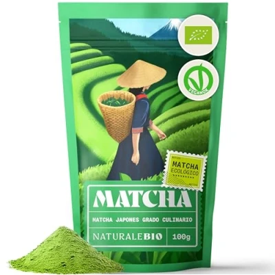 Imagen de Té Verde Matcha Orgánico Japonés en Polvo Grado Culinario 100 gr. Biológico para Cocinar. Ecológico Cultivado Japón, Uji, Kyoto. Ideal hornear, la cocina y con latte