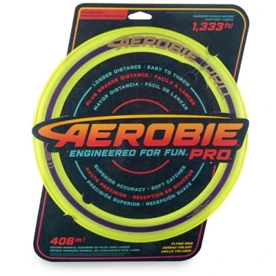 Imagen de Aerobie Ring Wurfring mit Durchmesser, gelb Pro Flying Anillo de lanzamiento (33 cm diámetro), color amarillo, (Spin Master 6046389)