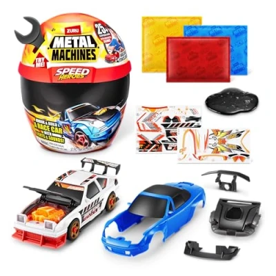 Imagen de Metal Machines Speed Heroes de Zuru, construye y Corre con tu Propio Coche Carreras, Black