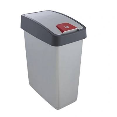 Imagen de Keeeper Cubo de la Basura Premium con Tapa Abatible, Tacto suave, 25 l, Magne, Plateado (Light Silver)