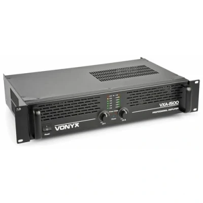 Imagen de Vonyx VXA 1500 amplificador profesional, 2x 750 vatios, conexión puente/bridge, estéreo ideal para DJ, disco móviles, bares clubs y eventos. Montaje en Rack de 19&quot;