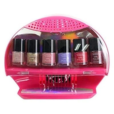 Imagen de The Color Workshop Kit de Manicura Salon Nails Pink Uñas y Set con Secador a Pilas 6 Esmaltes para Llevar Siempre Contigo