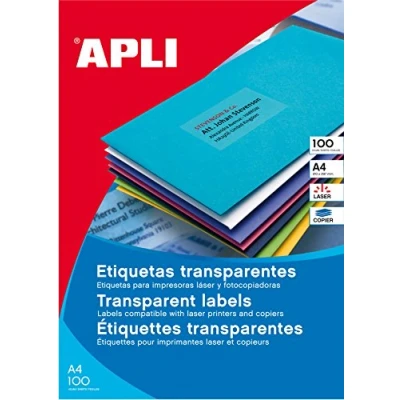 Imagen de APLI 11918 Etiquetas translúcidas resistentes intemperie 70,0 x 37,0 mm 100 hojas