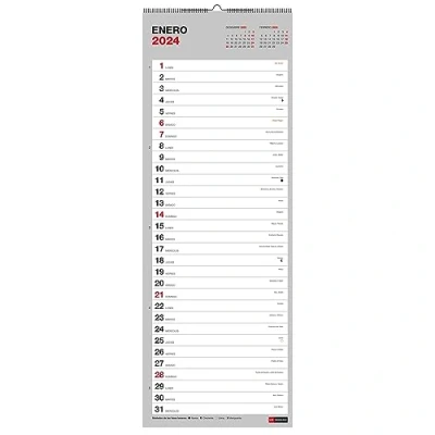 Imagen de Miquelrius Calendario de Pared 2024 Basic, Tamaño 155 x 430 mm, Con espacio para anotar, Encuadernación espiral doble, Español