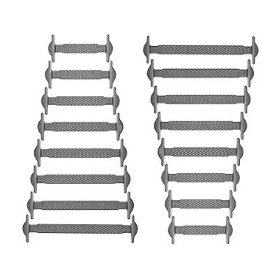 Imagen de RECKNEY Cordones elásticos de silicona que no se atan, para zapatillas, niños o adultos(Gris Oscuro)