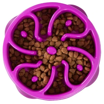 Imagen de Outward Hound Fun Feeder Slo Bowl Comedero con obstáculos para Perros Morado Mediano/Mini