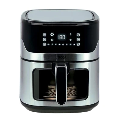 Imagen de Jocca Freidora de Aire Caliente 6,5L Negra Sin Aceite con Ventana Air Fryer 1600W Potencia Protección Sobrecalentamiento Pantalla Led Táctil (Plata/Negro)