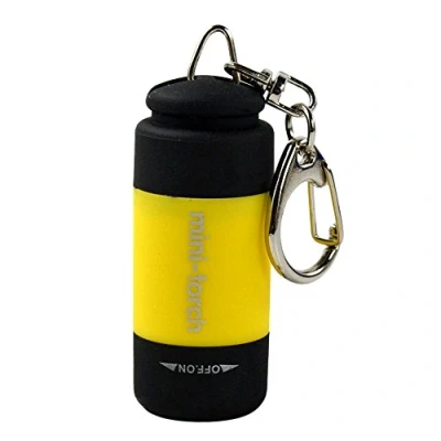 Imagen de Szaerfa Mini USB recargable linterna LED antorcha bolsillo llavero impermeable (Yellow)