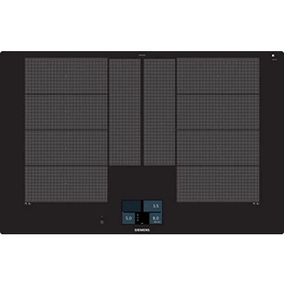 Imagen de Siemens EX801KYW1E Placa de cocción 79,2 cm, compatible con sensor Smart Home Connect/VarioInduction Plus/VarioMotion/Plus 5 niveles temperatura, color negro