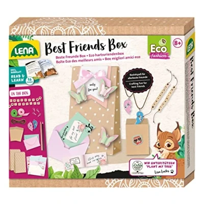 Imagen de Lena 42833 Eco Craft Set Best Friends Caja con 2 pulseras de la amistad cuentas y collares colgante corazón, bolsas regalo, tarjetas regalo folleto complementario Plant My Tree,