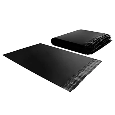 Imagen de 100 sobres de plástico negros, opacos, bolsas envío, 20 x 30 cm, resistente, resistente a las manipulaciones e impermeable