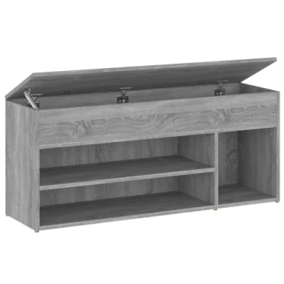 Imagen de vidaXL Banco Zapatero Armario Zapatos Organizador Celosía Pasillo Entrada Vestíbulo Almacenaje Muebles Madera Contrachapada Gris Sonoma 105x30x45 cm