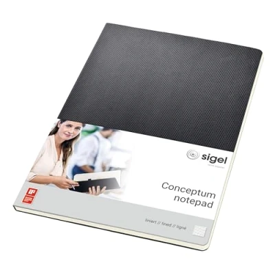 Imagen de SIGEL CO801 Bloc de notas, 21.1 x 29.7 cm, a líneas, Hardcover, negro, Conceptum
