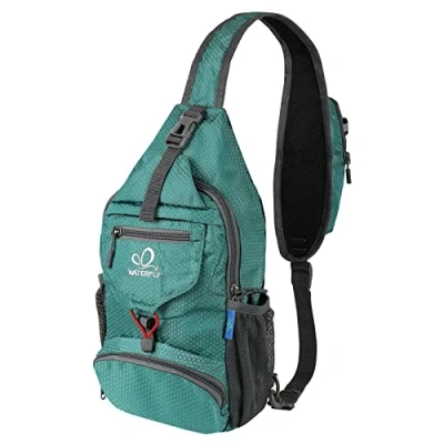 Imagen de WATERFLY Mochila cruzada pequeña plegable para el hombro, bolsa de pecho senderismo, viajes