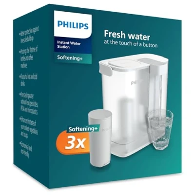 Imagen de Philips Water filtro instantáneo de agua, 3 cartuchos repuesto SOFTENING+, Hasta un 50% Mas Reduccion Cal, Capacidad Litros, Flujo Rápido 1 l/min, Recargable Mediante USB C