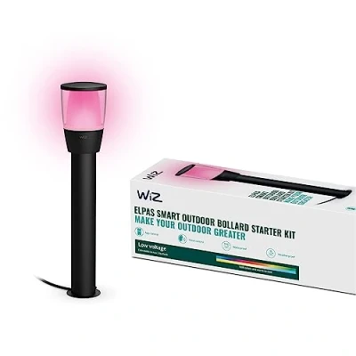 Imagen de WiZ Bolardo led inteligente de exterior Elpas, 4.8W 400 lúmens, Wi Fi, compatible con Alexa y Google Home, tecnología SpaceSense Matter, protección IP65 (Kit inicio)