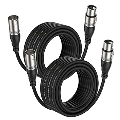 Imagen de EBXYA Cable XLR de micrófono 10M 2 paquetes 3 pines balanceado macho a hembra conexión escenario DMX