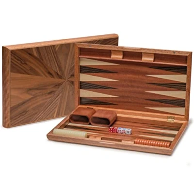 Imagen de Yellow Mountain Imports Juego de Backgammon Madera, Cascadia, con fichas acrílico y cubiletes para Dados Tablero 43 cm
