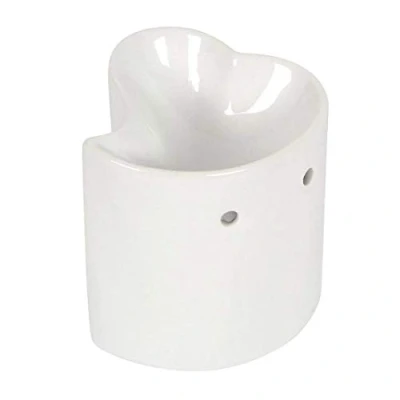 Imagen de Jones Home &amp; Gift Ceramic Oil Burner Heart Shape 1 Piece White 8.5 cm x 9 Quemador de Aceite, Piedra, Multicolor, 9x8.5x8.5