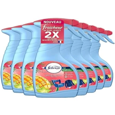 Imagen de Febreze Ambientador textil de 500 ml, frutos exóticos, la tecnología OdourClear elimina los olores tus textiles para dejar solo un perfume fresco