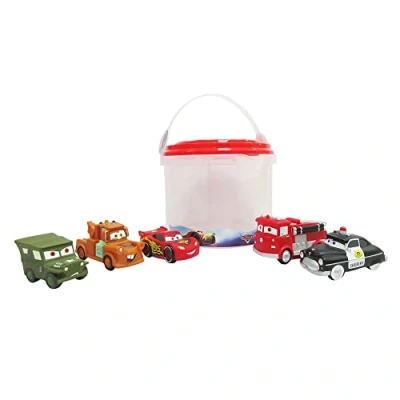 Imagen de Disney Store Set de Juguetes baño Cars Pixar, Contiene Cinco Figuras, Incluye a Rayo Mcqueen, Mate, el camión Bomberos Rojo, Sheriff y Sargento, Adecuado Partir los 6 Meses.