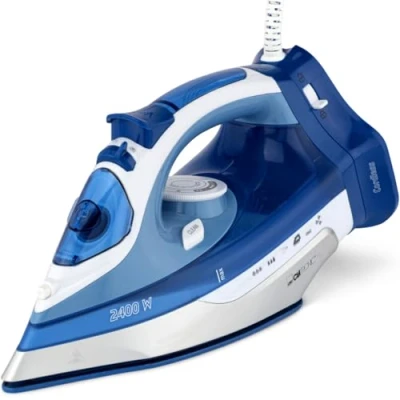 Imagen de Clatronic DB 3706 Plancha Vapor Sin Cable Inalámbrica con Suela CER, 2400 W, Céramique, Blanco/Azul