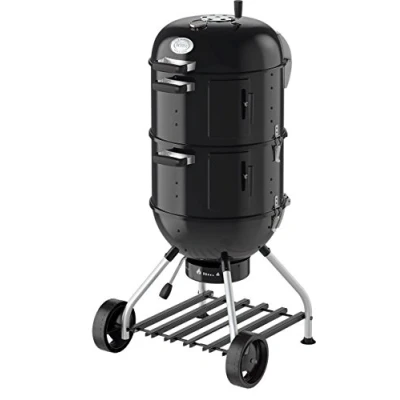 Imagen de RÖSLE Smoker No.1 F50 S, Barbacoa de carbón, con dos anillos ahumado o para utilizar como minibarbacoa, ambos niveles 50 cm diámetro, en acero, recipiente agua, termómetro la tapa