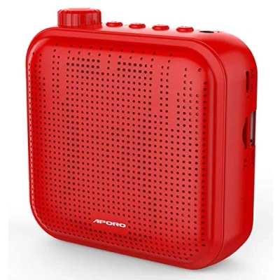 Imagen de Amplificador de Voz, Sistema PA Recargable 12 Vatios (1200 mAh) con Micrófono Cable para Profesores, Guía Turístico y más (Rojo)