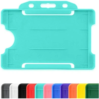 Imagen de CKB LTD 10 soportes para tarjetas de identificación una sola cara, rígidos, color turquesa, horizontal protector pase plástico Capacidad tarjeta crédito cr80 86 mm y 54
