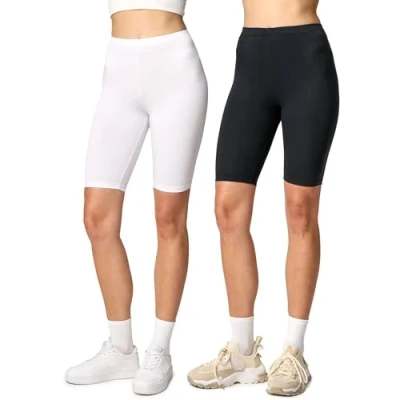 Imagen de Merry Style Lote de 2 Leggins Cortos Mallas Deportivas Mujer Shorts Pantalones para Verano Mujeres MS10 145 (Negro/Marino, XL)