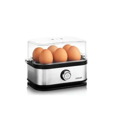 Imagen de Linsar Cocinero de huevos 6 dureza seleccionable (suave, medio, duro) Acero inoxidable Incl. Cuenco dosificador con cascanueles Lavable en lavavajillas 400 vatios