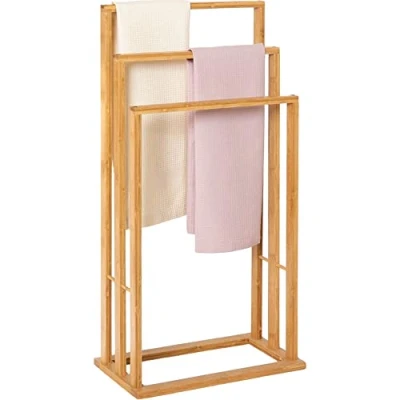 Imagen de TIENDA EURASIA Toallero, Toallero de pie en Bambu, Diseño Nordico, Colgador Toallas 3 Alturas Madera, Baño Tamaño 42 x 24 82 cm