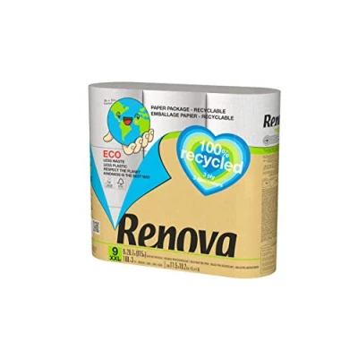 Imagen de Renova Papel Higiénico Recycled 9 Rollos Reciclados &amp; Envueltos en Sin Plásticos Certificados FSC® y Ecolabel