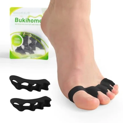 Imagen de Bukihome Separadores de dedos, 4 pares espaciadores gel suave para corregir juanetes, estirador dedos alivio terapéutico la fascitis plantar