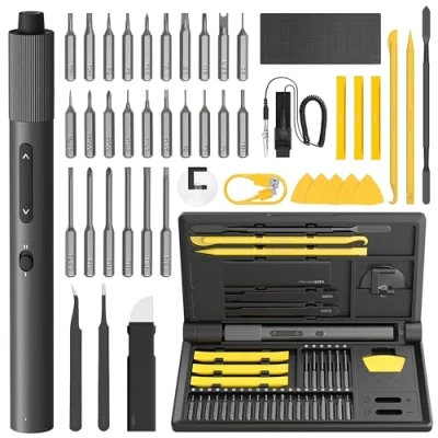 Imagen de HOTO Juego de Destornilladores Precisión, Kit Profesionales 48 en 1, Mini Destornillador Electrico con Luz Led, Para Reparación Teléfono Móvil, Tableta, PC, Relojes