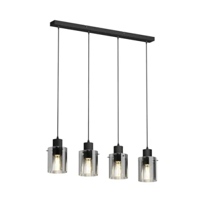 Imagen de lámpara colgante &#039;Kourtney&#039; (Moderno) en Negro hecho de Metal e.o. para Salón &amp; comedor (4 llamas, E27) Lindby vidrio, colgante, mesa