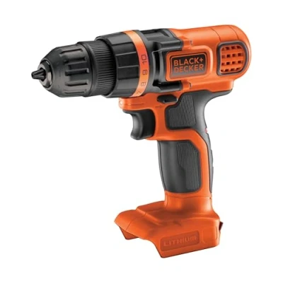 Imagen de BLACK+DECKER Taladro atornillador a batería 18V, Portabrocas de 10 mm, Luz LED, Diseño compacto y ligero, Uso en madera, metal piedra, No incluye cargador ni
