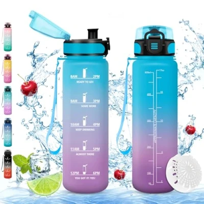 Imagen de Vikaster Botella agua, 500ml Botella, sin BPA, agua con Filtro, reutilizable, para Niños, Deporte, Running, Gimnasio, Bicicleta