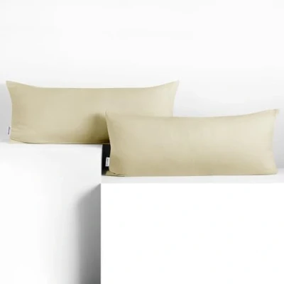 Imagen de DecoKing 2 Fundas de Almohada 40 x 120 cm, algodón, con Cremallera, Color Beige y ámbar