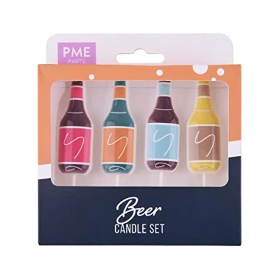 Imagen de PME Juego de Velas con Forma Botellas Cerveza, Paquete 4