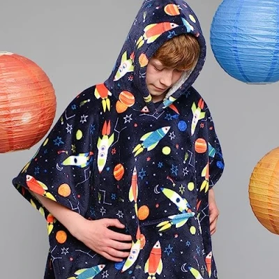 Imagen de Bedlam Poncho de Forro Polar Sherpa, Poliéster, Azul, 75 x 92.5cm
