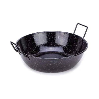 Imagen de GARCIMA 5020012 Sartén Doble Honda con Asas Esmaltada, Acero, Negro, 42 x 36 12 cm