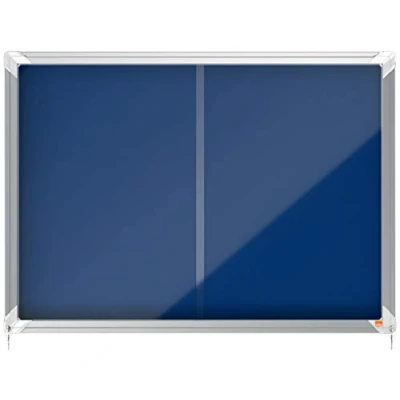 Imagen de Nobo Vitrina de Fieltro para Interiores con Cerradura y Puerta Deslizante, 12 Hojas A4, Premium Plus, Azul, 1902562