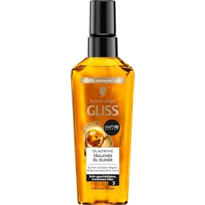 Imagen de Gliss Kur aceite para el cabello Elixir de diario (75 ml), capilar seco nutre y refinar sin residuos grasos, contiene argán vitamina E