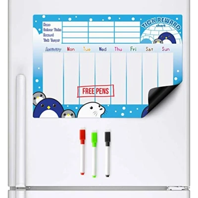 Imagen de CKB Ltd Magnetic Reward Chart Penguin and Friends pingüino magnético recompensa y tareas 7 días, en inglés, utilizar para tres niños, ideal ENSEIGNER los niños un bon comportamiento