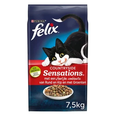 Imagen de Felix Countryside Sensations Comida para Gatos, Gruesos Gatos con Carne, Pollo &amp; Verduras Bolsa 7,5kg