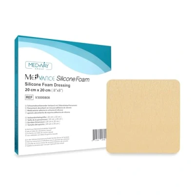 Imagen de MedVancTM Silicona: apósito absorbente de espuma adhesiva silicona, 20 cm x cm, caja 5 apósitos