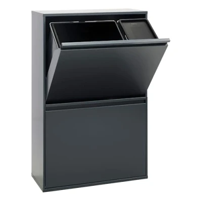Imagen de Arregui Basic CR604 B2 Cubo de Basura y Reciclaje 4 Compartimentos 23+11+17+17 L (68 L) con Cubetas para Envases Orgánico Cubos Cocina Contenedores antracita